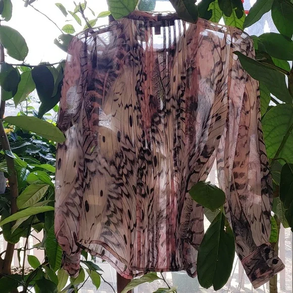 Jennifer Lopez Sheer Blouse Petite Small - Picture 3 of 8